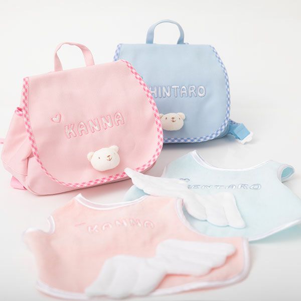 Namingくまさんリュックと天使のスタイのセット | 白金台のベビー服